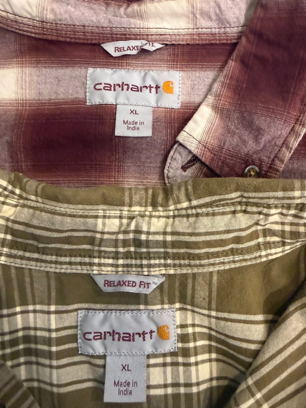 Carhartt Men's XL Relaxed Fit Plaid Button Down Shirts Bundle of 2
